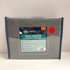 Serta Chill Nights Twin Cooling Sheet Set GRAY New in Package